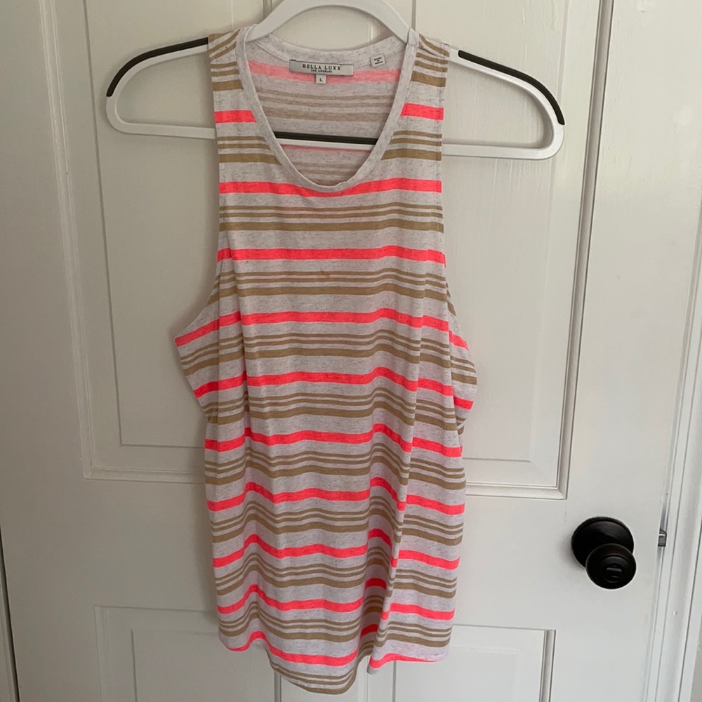 Bella Luxx striped racerback tank top - L